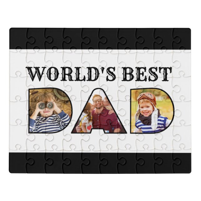 World's Best Dad Quote 3 Photo Collage Jigsaw Puzzle (Puzzle Horizontal)