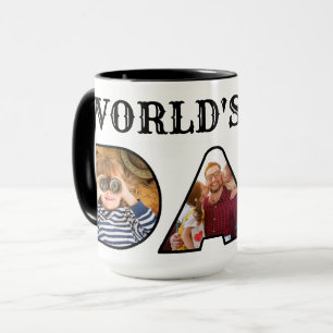 Worlds Best Dad Quote Modern 3 Photo Collage Mug