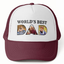 World's Best Dad Quote Modern 3 Photo Collage Trucker Hat