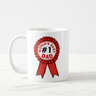 World's Best Dad Quote Red Ribbon Father's Day Coffee Mug