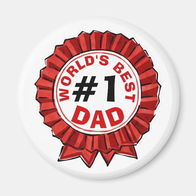 World's Best Dad Quote Red Ribbon Father's Day Magnet (Front)