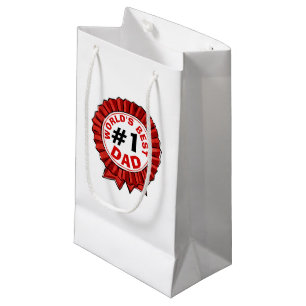 World's Best Dad Quote Red Ribbon Father's Day Small Gift Bag