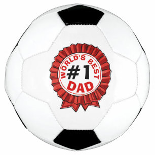World's Best Dad Quote Red Ribbon Father's Day Soccer Ball