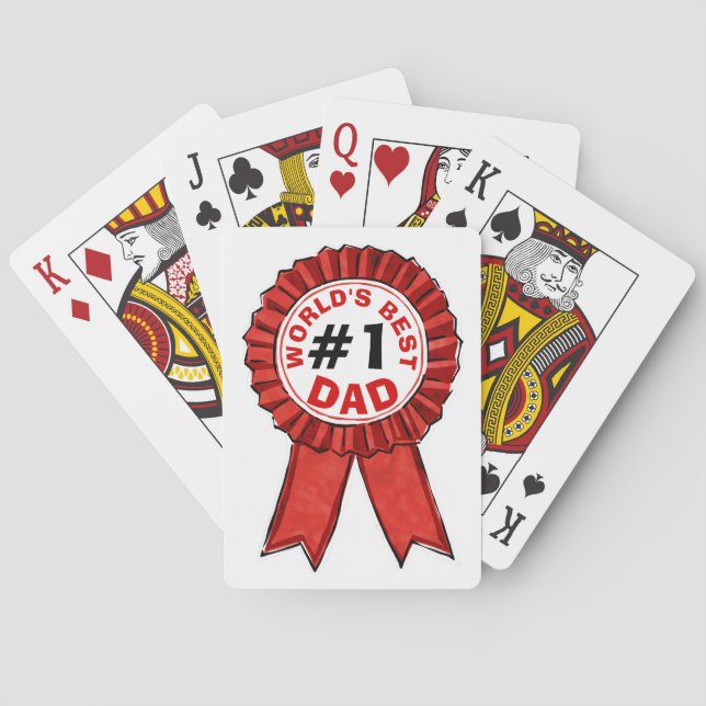 World's Best Dad Quote Red Ribbon Poker Cards (Back)