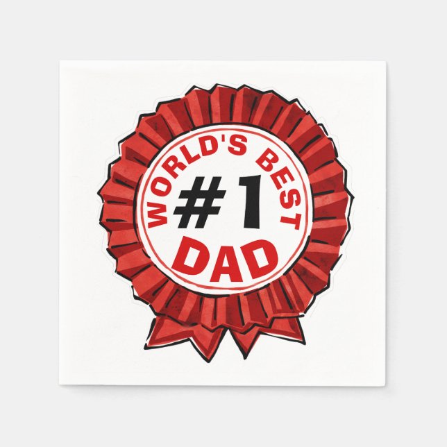 World's Best Dad Red Ribbon Napkins (Front)