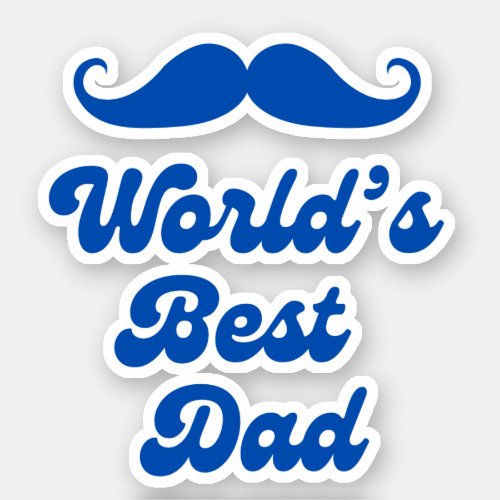 worlds best dad retro stylish blue fathers day sticker