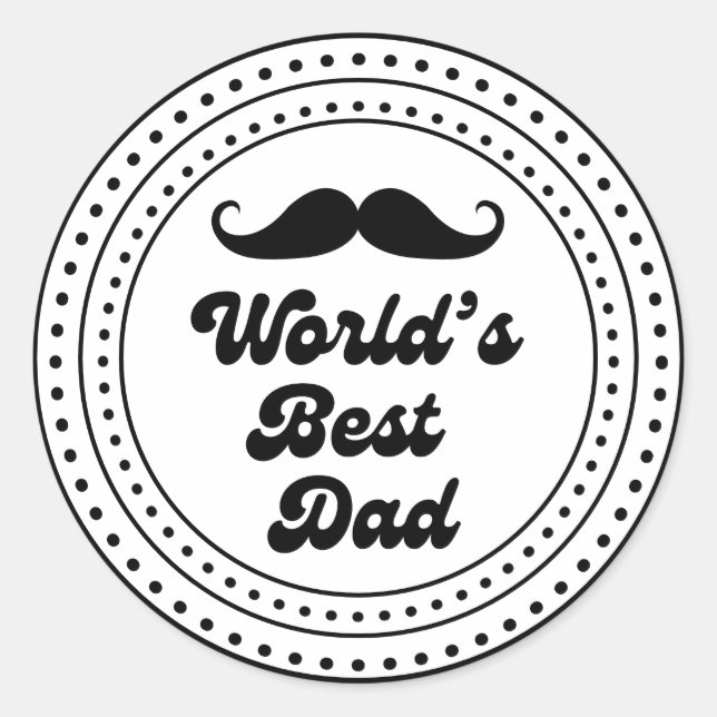 worlds best dad, retro stylish script, fathers day classic round sticker (Front)