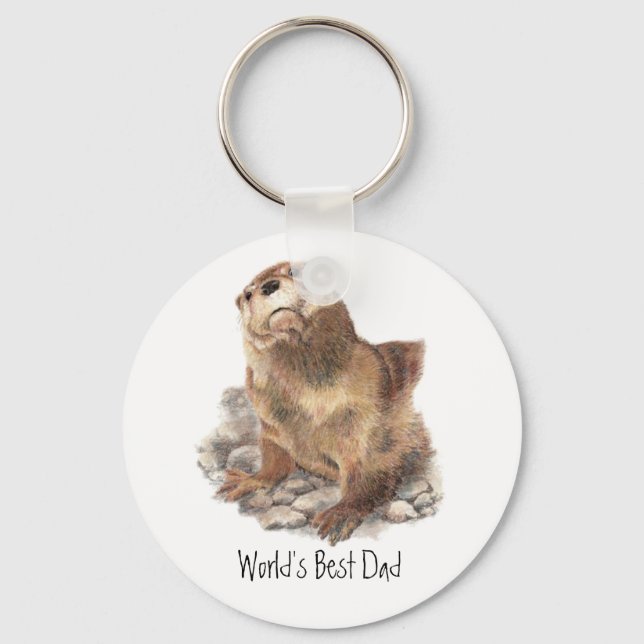 World's Best Dad, River Otter, Animal Keychain (Front)