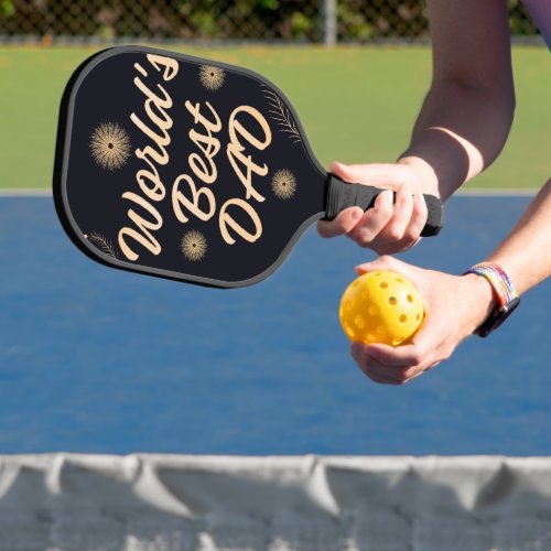 World's Best Dad  Simple Typography Fathers Pickleball Paddle