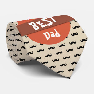 Worlds Best Dad Tie With Mustache Pattern