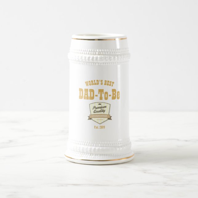 Worlds BEST DAD-To-BE - Est.2019 Customizable Beer Stein (Center)