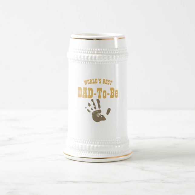 Worlds Best DAD-To-Be Hand Prints Customizable Beer Stein (Center)