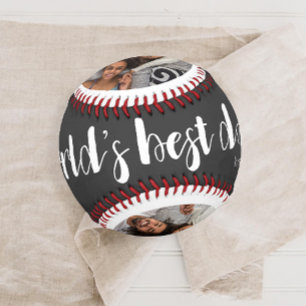 World's Best Dad Two Photo, Year, and Name Baseball