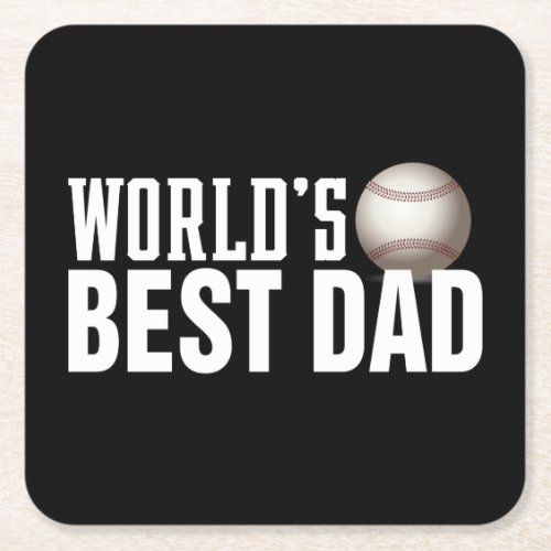 Worlds Best Dad Typography Baseball  Coaster