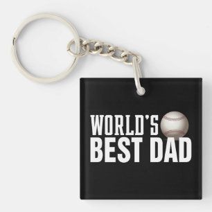 World's Best Dad Typography Baseball Keychain