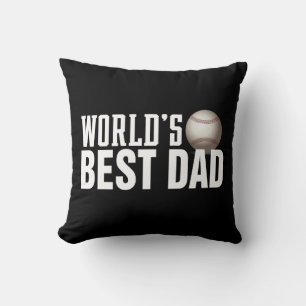World's Best Dad Typography Baseball Throw Pillow