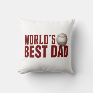 World's Best Dad Typography Baseball Throw Pillow