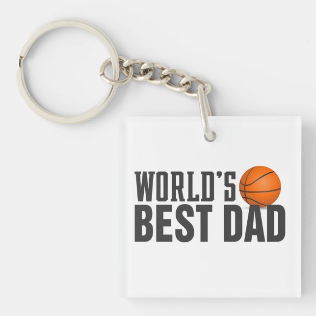 World's Best Dad Typography Basketball | Keychain (Front)