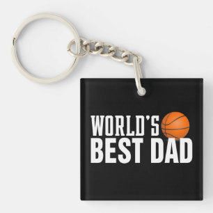World's Best Dad Typography Basketball   Keychain
