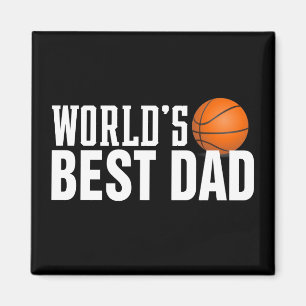 World's Best Dad Typography Basketball   Magnet