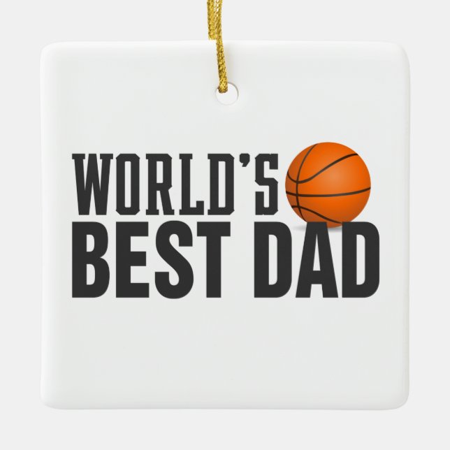 World's Best Dad Typography Basketball | Ornament (Front)