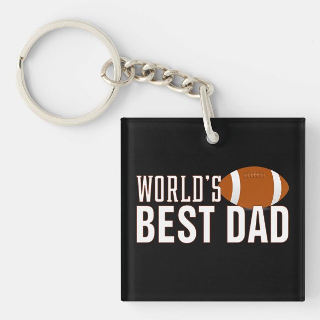 World's Best Dad Typography Football | Keychain (Front)