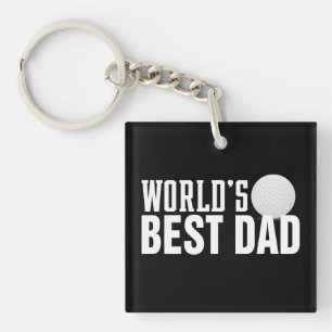 World's Best Dad Typography Golf Keychain