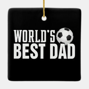 World's Best Dad Typography Soccer   Ornament
