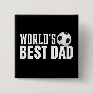 World's Best Dad Typography Soccer   Pin Button