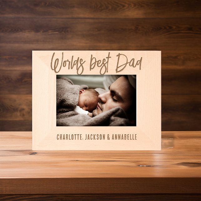Worlds Best Dad Wooden photo Engraved Frames (Creator Uploaded)
