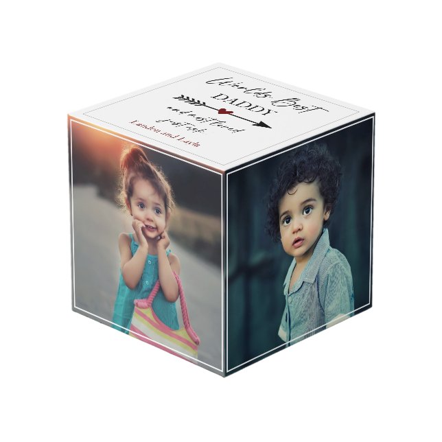 World's Best Daddy and Most Loved Photo Gift Cube (Front Angled)