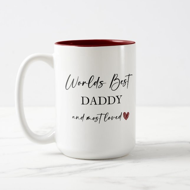 World's Best Daddy and Most Loved Photo Gift Two-Tone Coffee Mug (Left)