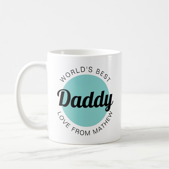World's Best Daddy Grandpa Teal Photo Father's Day Coffee Mug (Left)