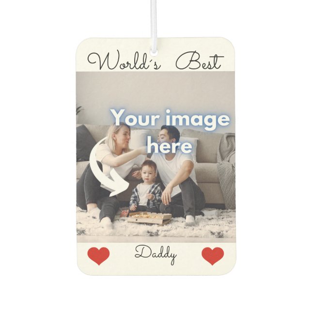 World's best daddy photo text template air freshener (Front)