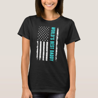Worlds Best Daddy Vintage Us American Flag T-Shirt