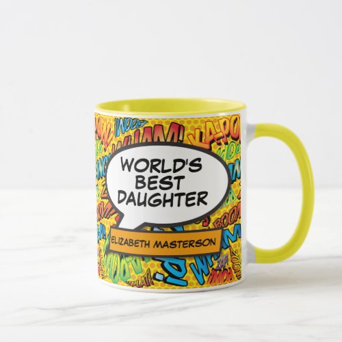Worlds Best Daughter Fun Modern Comic Book Mug