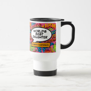 World's Best Daughter Fun Modern Retro Comic Book Travel Mug