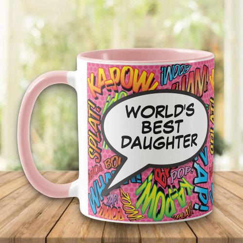 Worlds Best Daughter Fun Modern Retro Comic Mug