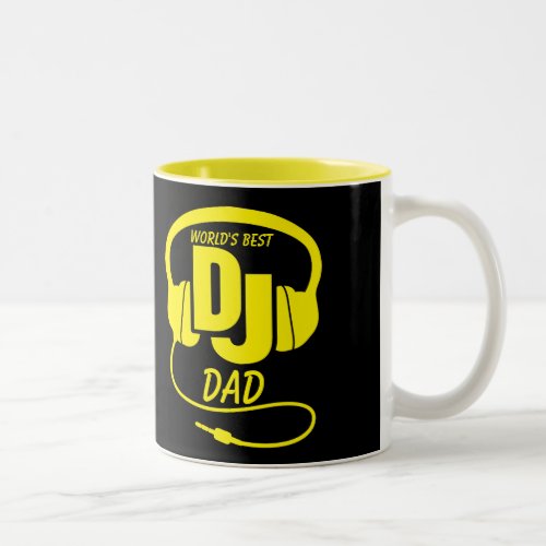 Worlds best DJ Dad black yellow mug
