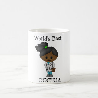 World's Best Doctor - Cute Black Female Brunette Coffee Mug