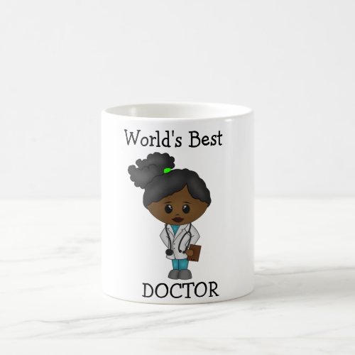 Worlds Best Doctor _ Cute Black Female Brunette  Coffee Mug