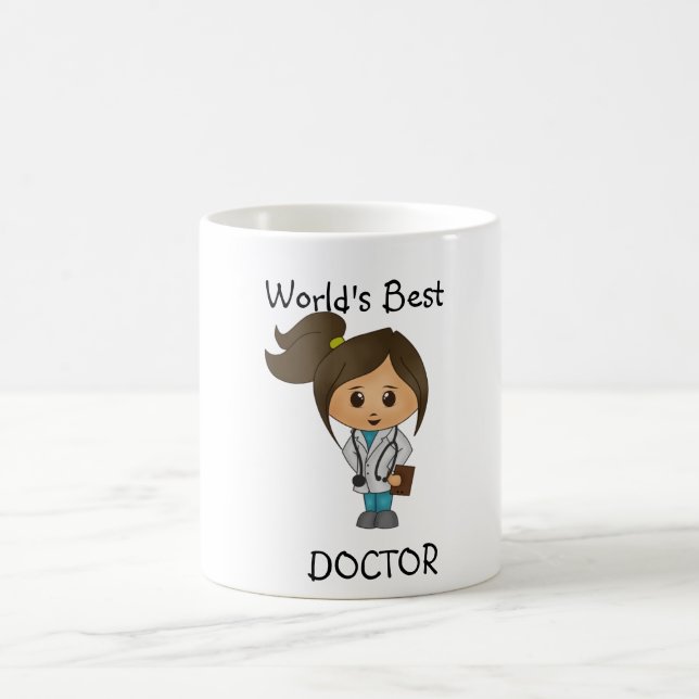 World's Best Doctor - Cute Female Brunette Coffee Mug (Center)