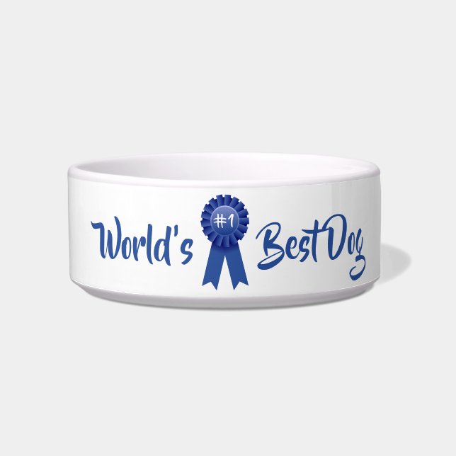 World's Best Dog, #1 Blue Ribbon Pet Bowl (Front)