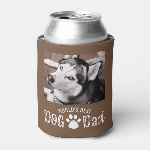 WORLDS BEST DOG DAD 2 Photos Custom Color Can Cooler