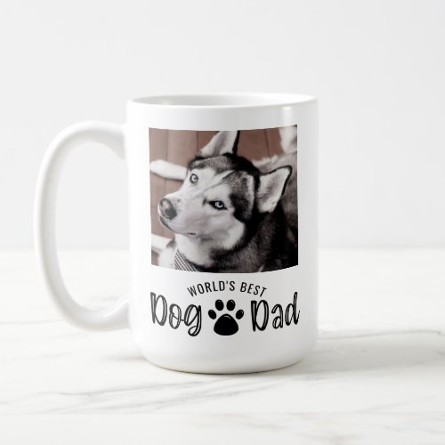 WORLDS BEST DOG DAD 2 Photos Paw Prints Coffee Mug