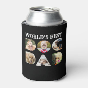World's Best Dog Dad 6 Photo Collage Dog Lover Can Cooler