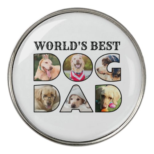 Worlds Best Dog Dad 6 Photo Collage Dog Lover Gol Golf Ball Marker