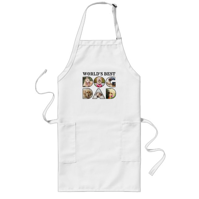 World's Best Dog Dad 6 Photo Collage Dog Lover Long Apron (Front)
