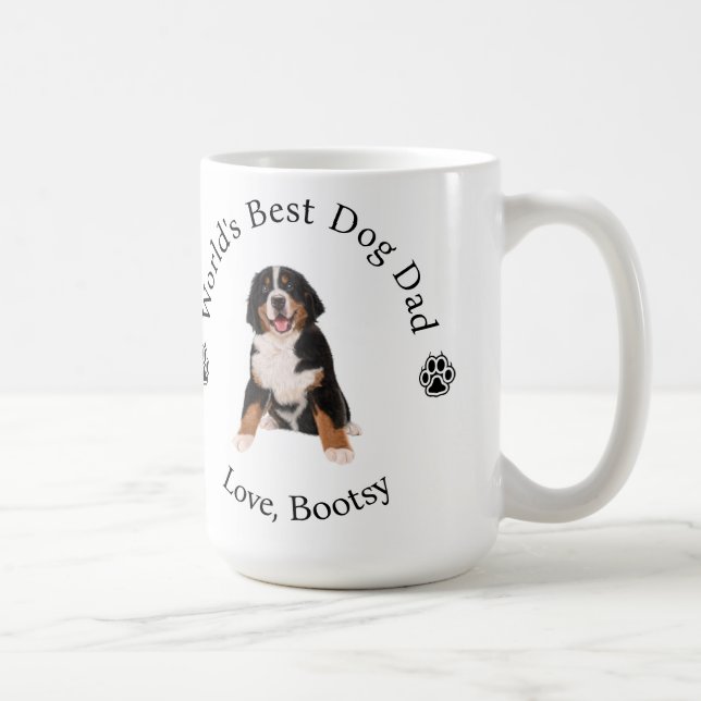 World's Best Dog Dad Bernese Mountain Personalize Coffee Mug (Right)