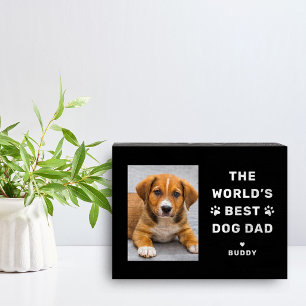 Worlds Best Dog Dad Black Pet Photo Wooden Box Sign